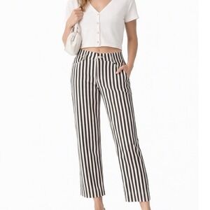 Gretchen Scott Striped Pants Women's Size M Black White Cotton Blend